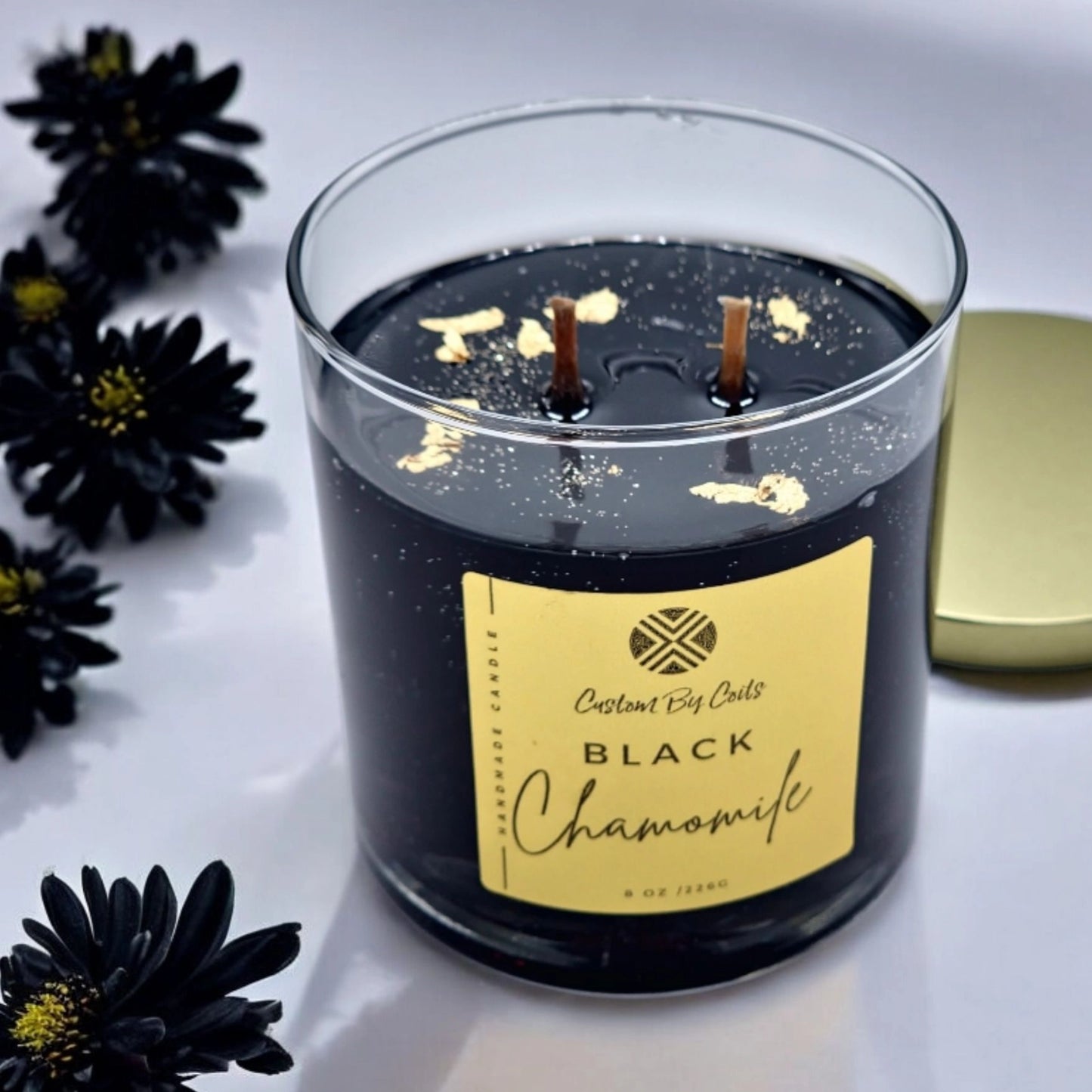Black Chamomile Gel Candle – Clean, Fresh Scent | 8 oz Gel Candle | Custom By Coits