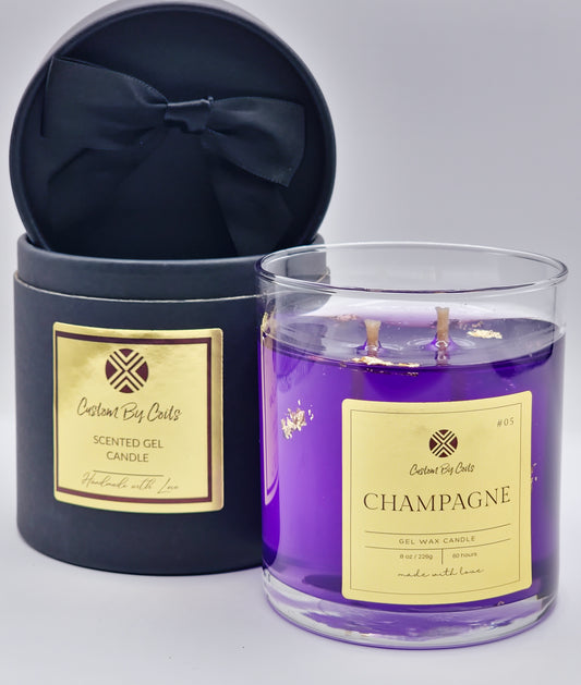 Champagne-Amethyst-Inspired Gel Candle - 2 Wick Jar | Unique Gift for Candle Lovers | Custom By Coits