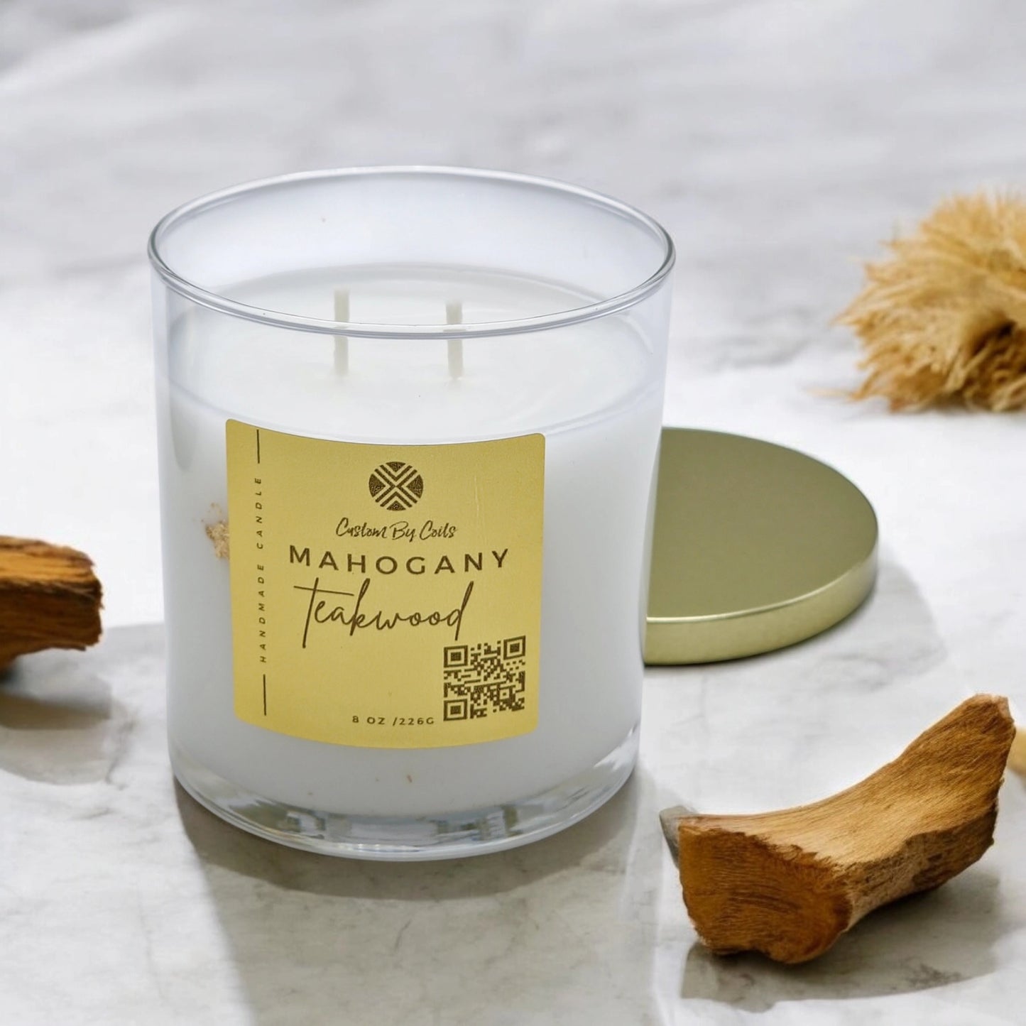 Mahogany Teakwood Candle – Bold, Luxurious Scent | Custom By Coits