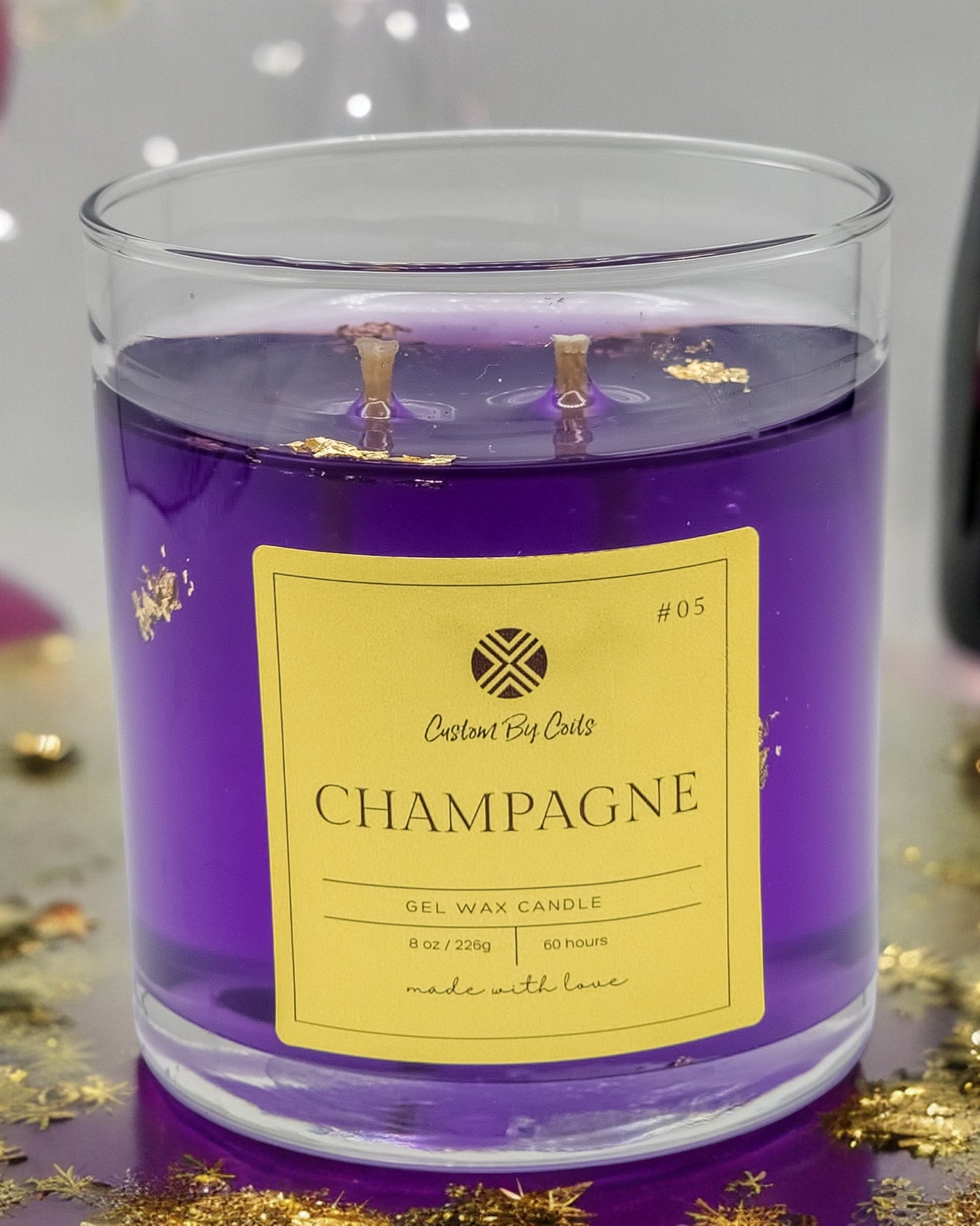 Champagne-Amethyst-Inspired Gel Candle - 2 Wick Jar | Unique Gift for Candle Lovers | Custom By Coits